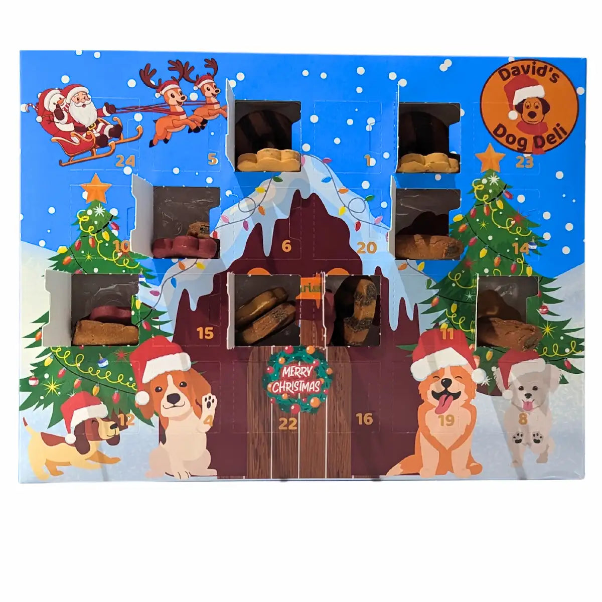 dog advent calendar – Grain-free dog treats - Novelty front with open doors