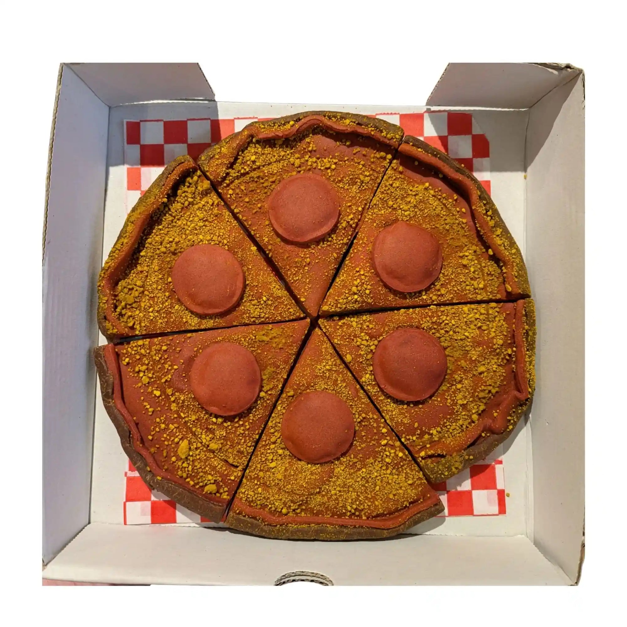 Pizza biscuits in a pizza box, for dogs. Vegan, hypoallergeic