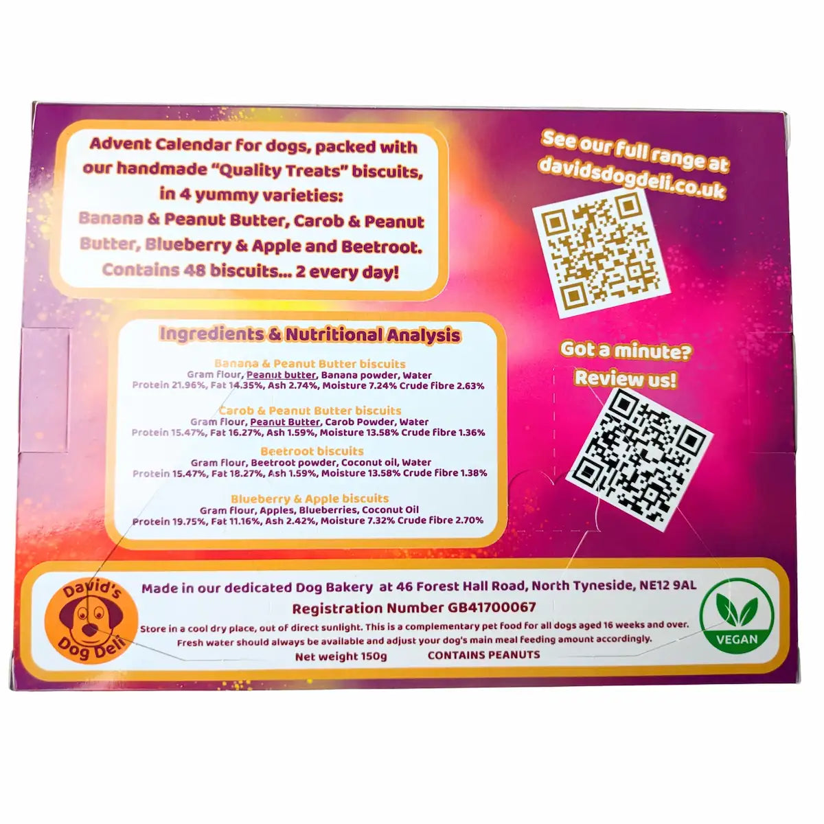 dog advent calendar – Quality Treats back of the box