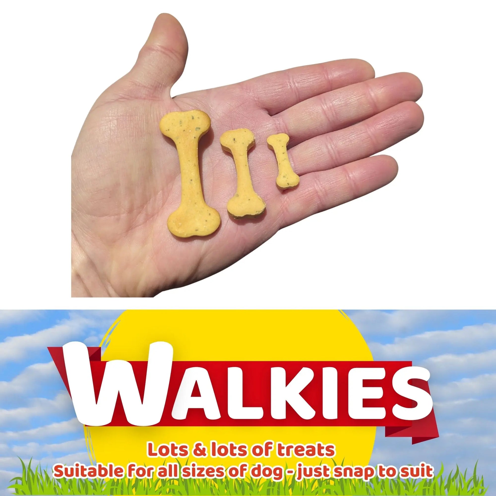 walkies dog treats in a hand