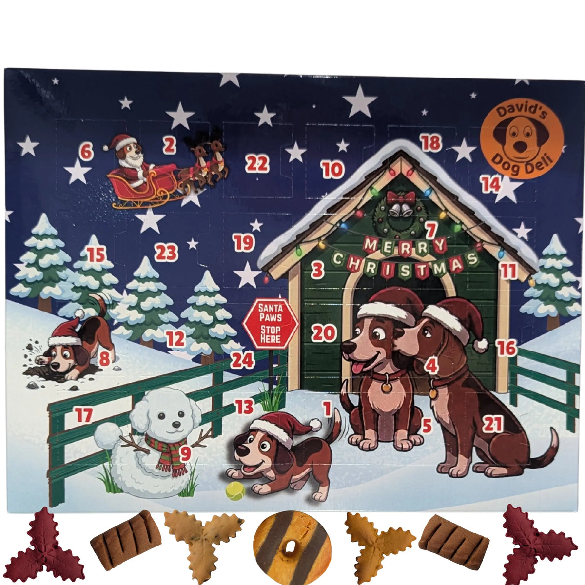 Christmas dog advent calendar with dog biscuits