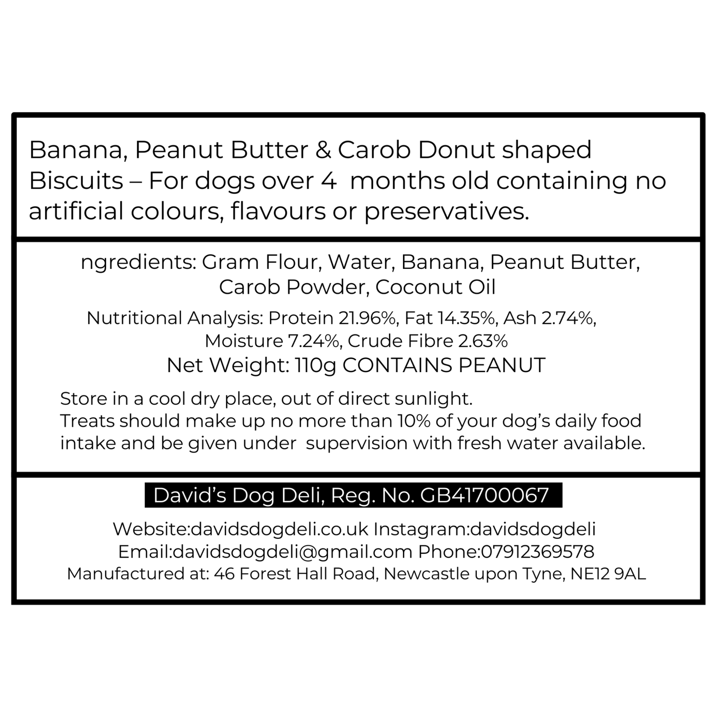 vegan, grain-free & hypoallergenic dog treats Doggy Donuts label