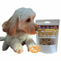 Hypoallergenic dog treats - Cheezy Petzels - With a dog