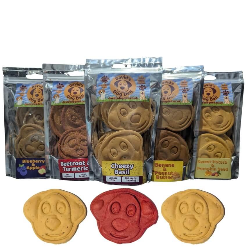 Large Dog Face Biscuits: 5 Flavours - Hypoallergenic & Grain - Free & Vegan - David's Dog Deli