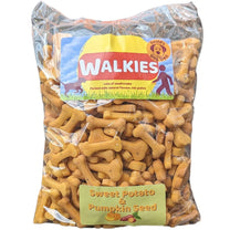 vegan dog treats - walkies sweet potato & pumpkin seed - large eco-friendly bag