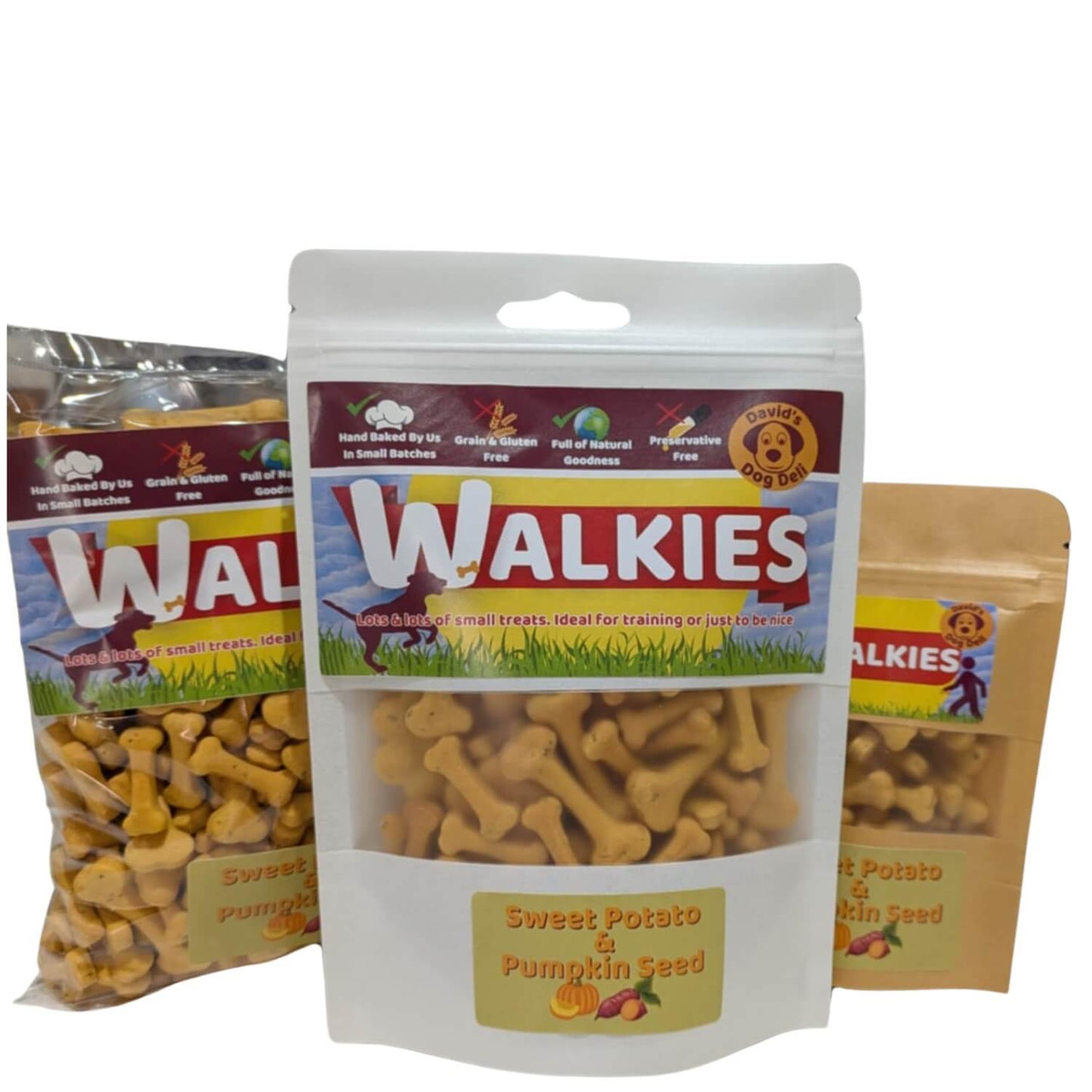 Everyday hypoallergenic small dog treats. Sweet Potato & Pumpkin Seed Walkies 