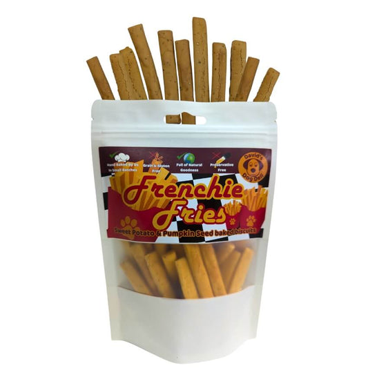Fun hypoallergenic dog treats sweet potato & pumpkin seed  Frenchie Fries