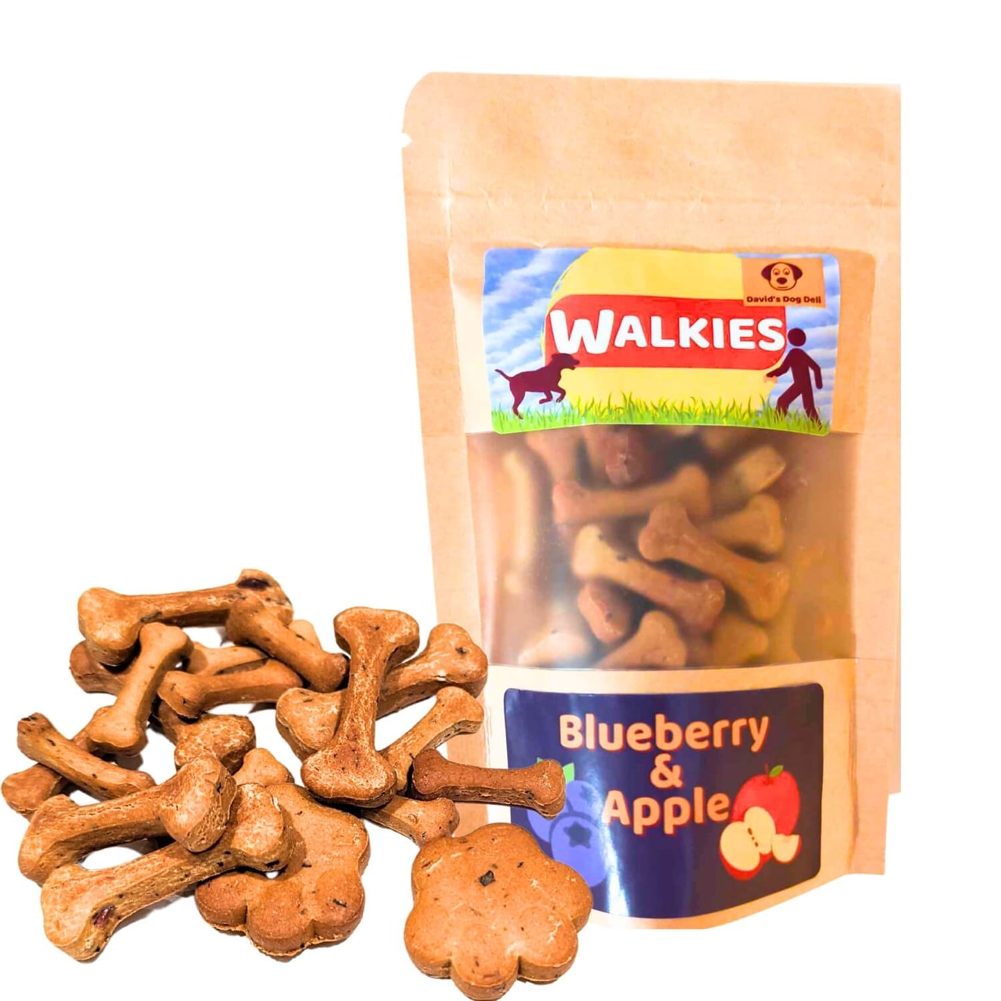 Natural dog biscuits - Walkies Blueberry & Apple Pocket Bag