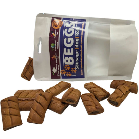 Beggs, hypoallergenic dog treats, bag on its side
