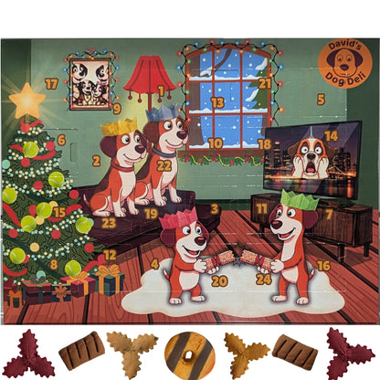Dog treat advent calendar with dog biscuits