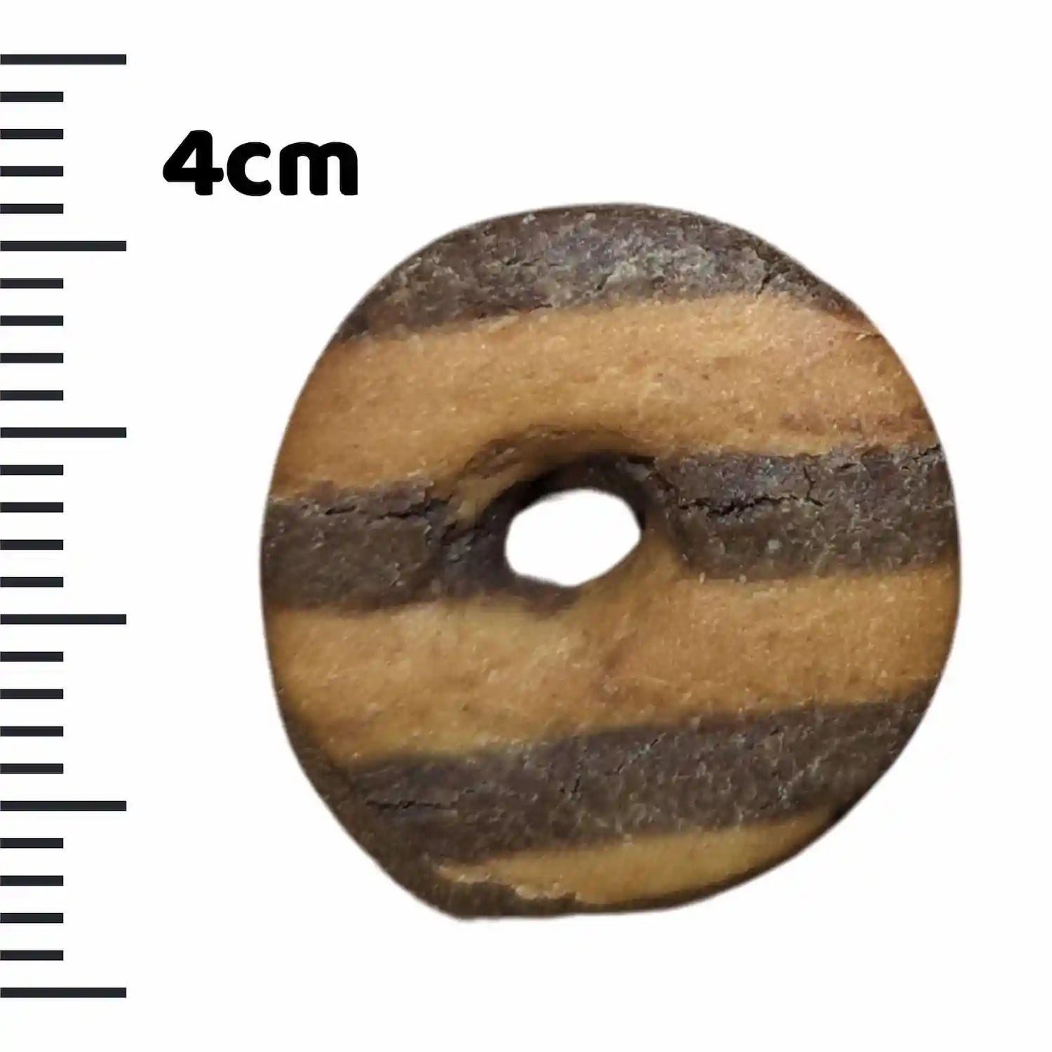 doggy donuts next to a ruler indicating 4cm