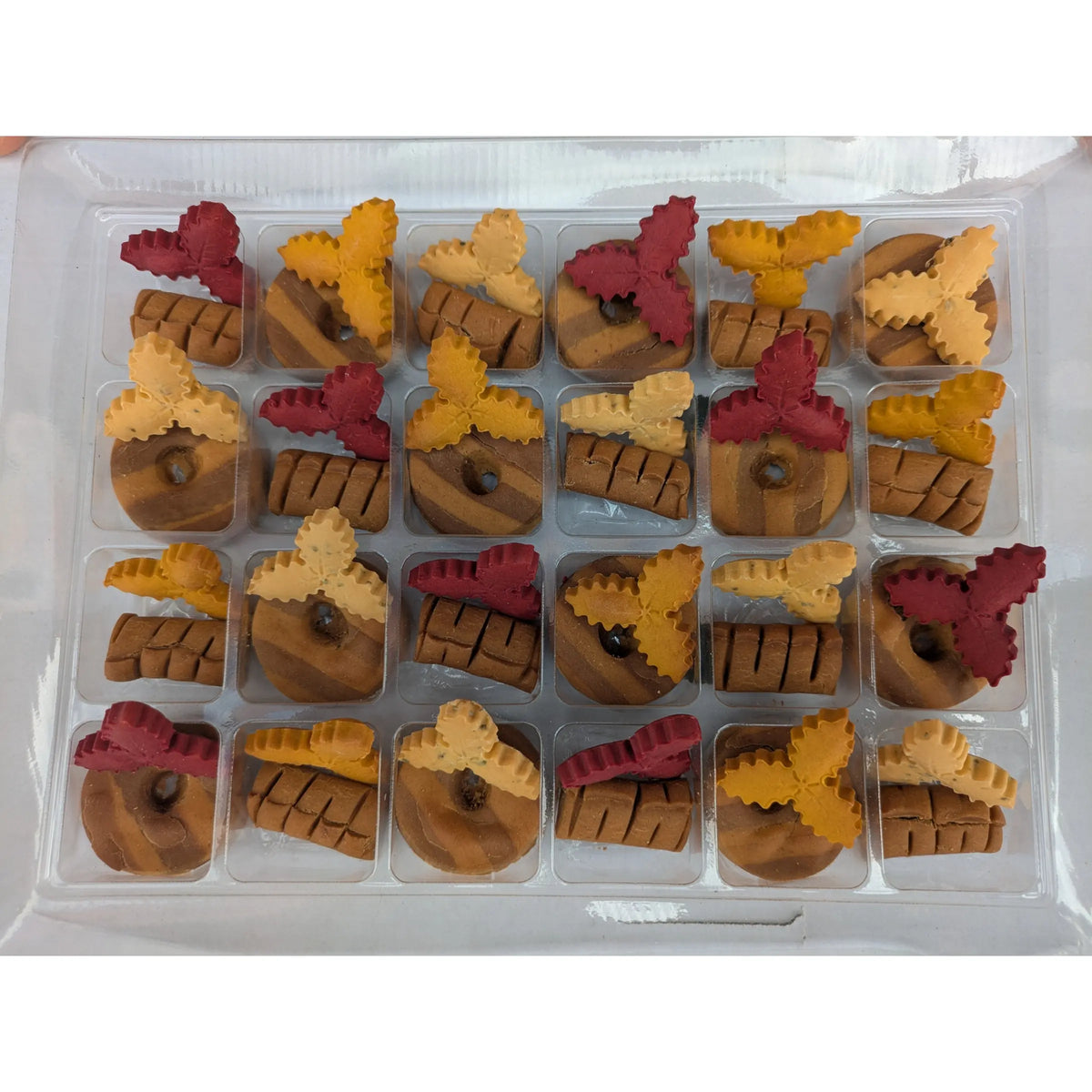 Inside a dog treat advent calendar