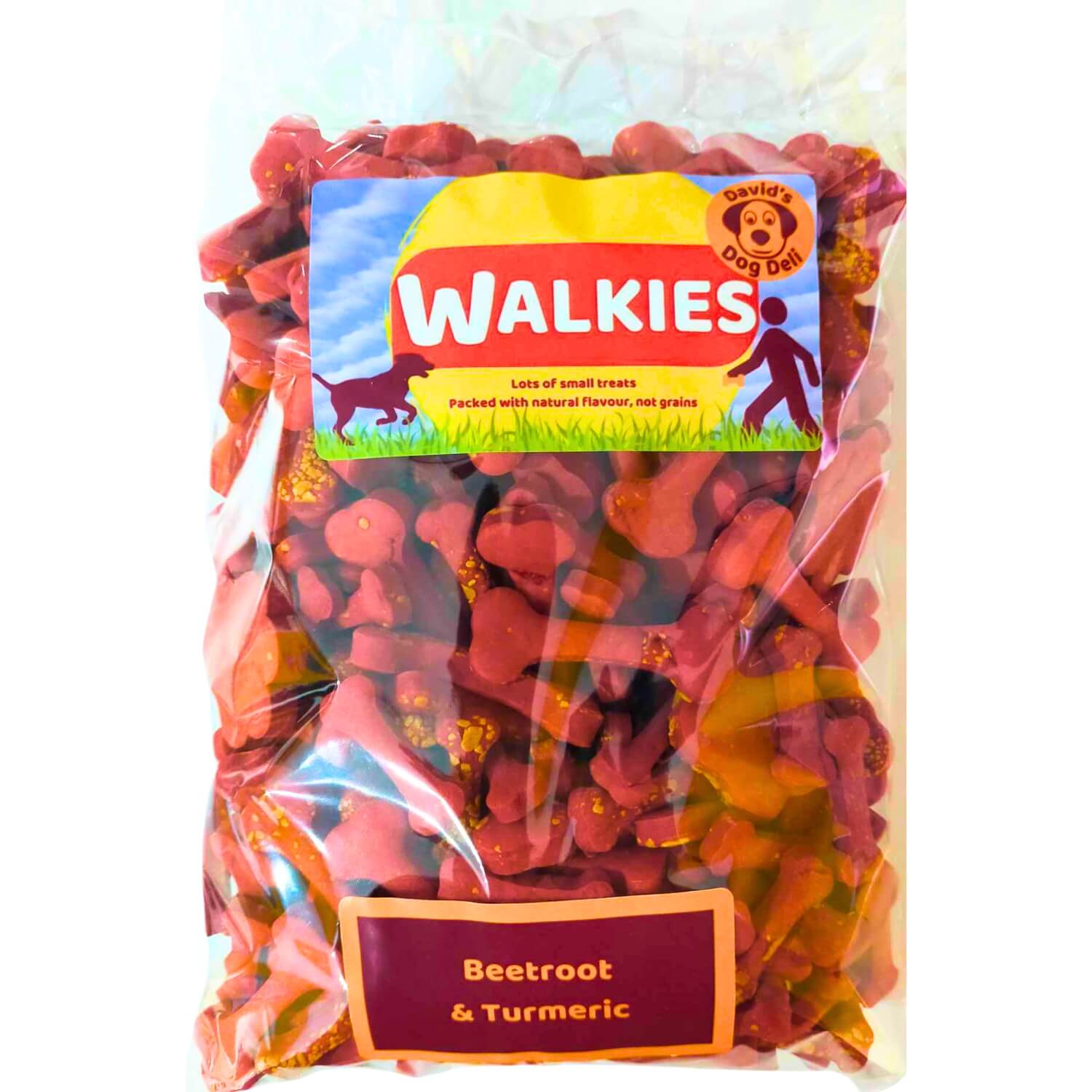 Walkies - vegan dog treats, beetroot turmeric & coconut oil, large eco bag