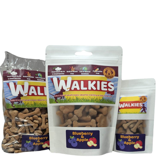 Walkies - vegan dog treats, blueberry apple & coconut oil, 3 sizes 
