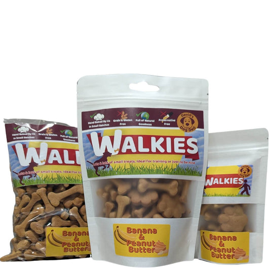 Walkies - vegan dog treats, banana peanut butter 3 sizes